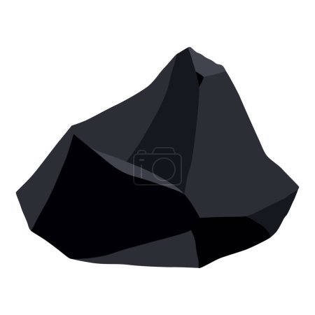 Coal black mineral resources. Pieces of fossil stone. Polygonal shape. Black rock stone of graphite or charcoal. Energy resource charcoal icon.