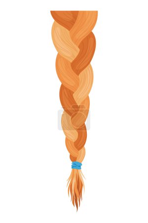 Ilustración de Trenza para el cabello. Una trenza de moda femenina larga. Ilustración vectorial del cabello humano en color natural. Dibujos animados ilustración de arte con cinta aislada sobre fondo blanco. - Imagen libre de derechos