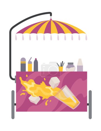 Street fast food stall, truck sale. Mobile food cart. Pizza, hamburger orhot dog fast food street shop. Vector illustration on white.