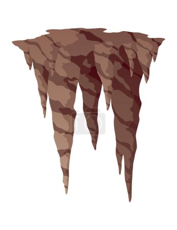 Ilustración de Stalactite. Icicle shaped hanging mineral formations in cave. Nature brown limestone, material stone icon. Natural growth geology formations. - Imagen libre de derechos