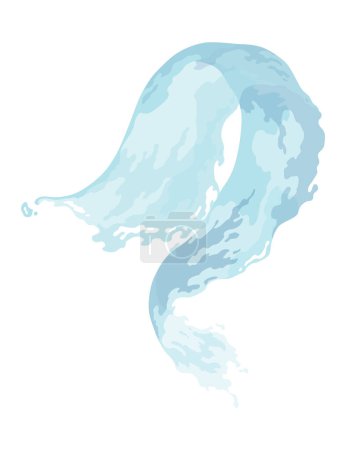 Illustration for Water wave splash, dynamic motion element. Aqua liquid, hydration ad. Blue water wave swirl splash. Vector cartoon illustration. - Royalty Free Image