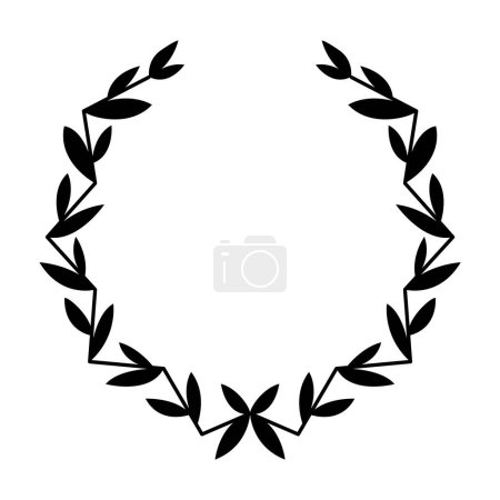 Illustration for Vintage laurel wreath. Black silhouette circular sign depicting award achievement heraldry, nobility, emblem. Laurel wreath award, winning, prize or victory. - Royalty Free Image
