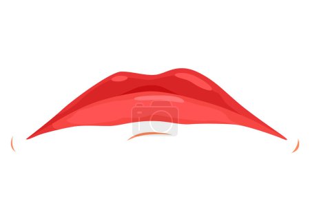Red lip female. Woman expressed emotion, beauty concept. Modern flat vector design illustration.