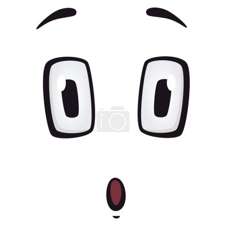 Illustration for Cartoon faces. Funny face expressions, caricature emotions. Cute character with expressive eyes and mouth, vector smiley emoticon tongue emoticon. - Royalty Free Image