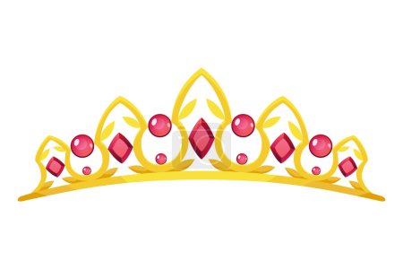 Ilustración de Reina corona dorada icono vectorial. Princesa de oro tiara ilustración de dibujos animados. - Imagen libre de derechos