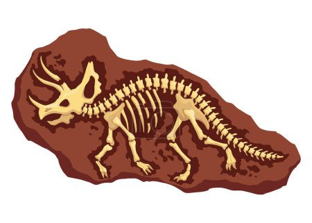 Dinosaurier-Skelettknochen, Ausgrabungen der Archäologie isoliert. Prähistorische Reptilienskelette, die unter der Erde liegen. Paläontologisches Cartoon-Artefakt.