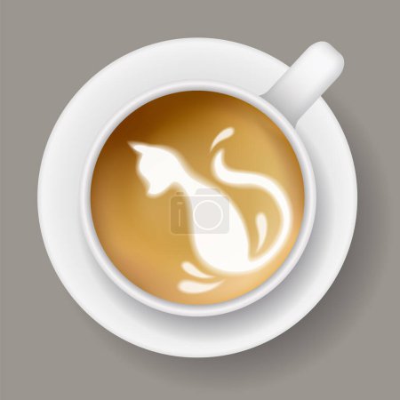 Kaffeebecher Draufsicht vorhanden. Cappuccino Espresso Latte Milch braun Kaffee Vektor realistische Vorlage.