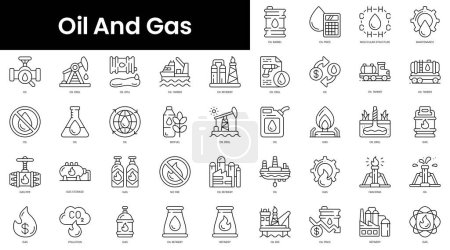 Téléchargez les photos : Ensemble d'icônes du pétrole et du gaz. Ensemble d'icônes web linéaires minces minimalistes. illustration vectorielle. - en image libre de droit