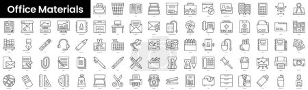 Téléchargez les photos : Set of outline office materials icons. Minimalist thin linear web icons bundle. vector illustration. - en image libre de droit