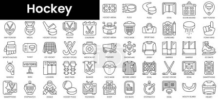 Téléchargez les photos : Set of outline hockey icons. Minimalist thin linear web icon set. vector illustration. - en image libre de droit