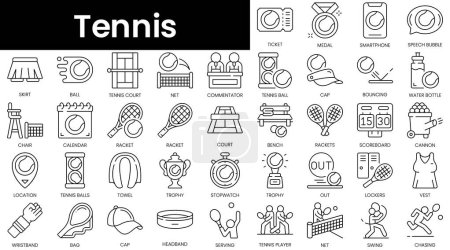 Téléchargez les photos : Set of outline tennis icons. Minimalist thin linear web icon set. vector illustration. - en image libre de droit