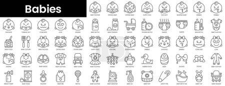 Ilustración de Set of outline babies icons. Minimalist thin linear web icon set. vector illustration. - Imagen libre de derechos