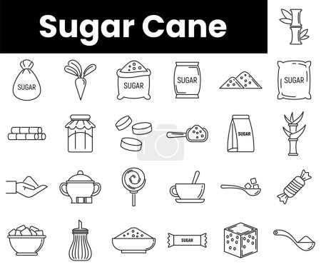 Téléchargez les photos : Ensemble d'icônes de canne à sucre - en image libre de droit