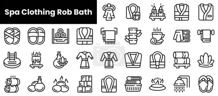 Set of outline spa clothing rob bath icons