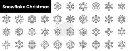 Téléchargez les photos : Ensemble d'icônes de Noël flocon de neige contour - en image libre de droit