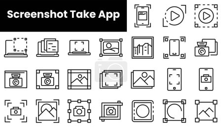 Set von Umrissen Screenshot App-Symbole zu nehmen