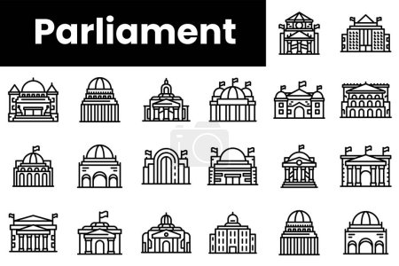 Téléchargez les illustrations : Ensemble d'icônes du parlement - en licence libre de droit