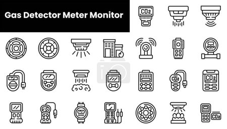 Illustration for Set of outline gas detector meter monitor icons - Royalty Free Image