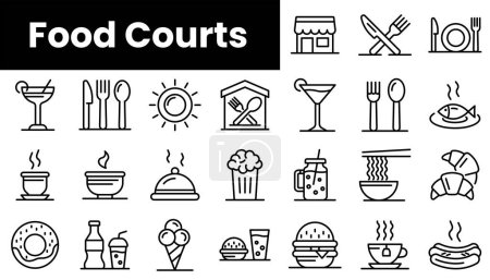 Set of outline food courts icons