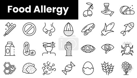 Téléchargez les photos : Ensemble d'icônes d'allergie alimentaire - en image libre de droit