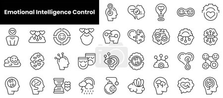 Téléchargez les photos : Ensemble d'icônes de contrôle de l'intelligence émotionnelle - en image libre de droit