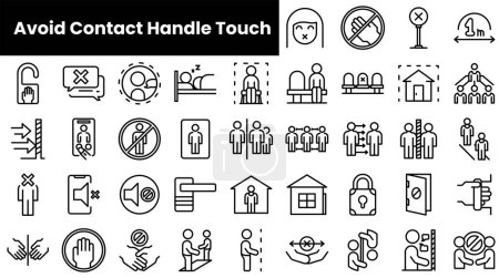Illustration for Set of outline avoid contact handle touch icons - Royalty Free Image