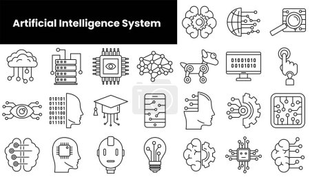 Téléchargez les photos : Ensemble d'icônes du système d'intelligence artificielle - en image libre de droit