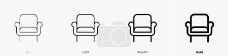 Téléchargez les photos : Icône de fauteuil. Design mince, léger, régulier et audacieux isolé sur fond blanc - en image libre de droit
