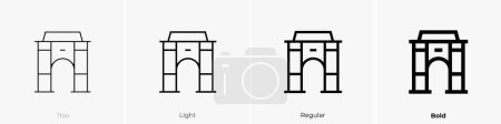 Illustration for Arch of triumph icon. Thin, Light Regular And Bold style design isolated on white background - Royalty Free Image