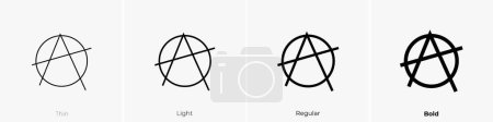 anarchy symbol icon. Thin, Light Regular And Bold style design isolated on white background