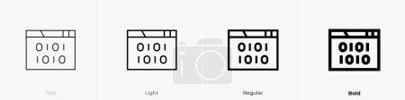 Téléchargez les photos : Icône de code binaire. Design mince, léger, régulier et audacieux isolé sur fond blanc - en image libre de droit