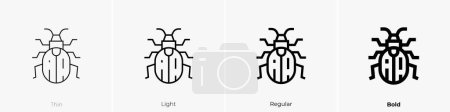 Ilustración de Icono de escarabajo. Diseño delgado, ligero, regular y audaz, aislado sobre fondo blanco - Imagen libre de derechos