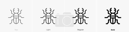 Ilustración de Icono de escarabajo. Diseño delgado, ligero, regular y audaz, aislado sobre fondo blanco - Imagen libre de derechos