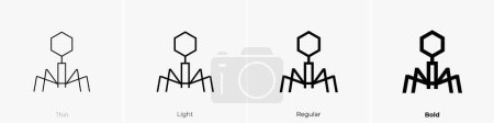 Bakteriophage Ikone. Dünnes, leichtes, regelmäßiges und kühnes Design isoliert auf weißem Hintergrund