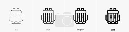 Téléchargez les photos : Icône de sac à dos. Design mince, léger, régulier et audacieux isolé sur fond blanc - en image libre de droit