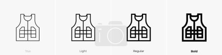 bullet proof vest icon. Thin, Light Regular And Bold style design isolated on white background