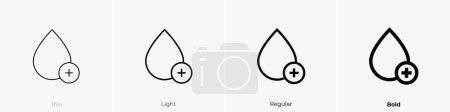 Illustration for Blood drop icon. Thin, Light Regular And Bold style design isolated on white background - Royalty Free Image