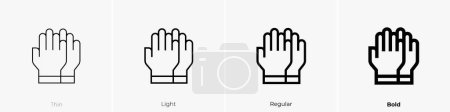 Téléchargez les illustrations : Icône de gants de nettoyage. Design mince, léger, régulier et audacieux isolé sur fond blanc - en licence libre de droit