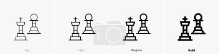 Téléchargez les photos : Pièce d'échecs icône. Design mince, léger, régulier et audacieux isolé sur fond blanc - en image libre de droit