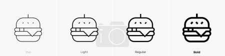 Téléchargez les photos : Icône du burger au fromage. Design mince, léger, régulier et audacieux isolé sur fond blanc - en image libre de droit