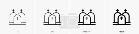 Illustration for Cementery icon. Thin, Light Regular And Bold style design isolated on white background - Royalty Free Image