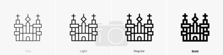 Téléchargez les photos : Cathédrale de morelia icône. Design mince, léger, régulier et audacieux isolé sur fond blanc - en image libre de droit