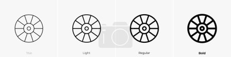 Téléchargez les illustrations : Icône de roue de chariot. Design mince, léger, régulier et audacieux isolé sur fond blanc - en licence libre de droit