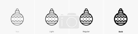 Téléchargez les photos : Icône de boule de Noël. Design mince, léger, régulier et audacieux isolé sur fond blanc - en image libre de droit