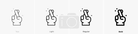 Illustration for Cross fingers icon. Thin, Light Regular And Bold style design isolated on white background - Royalty Free Image