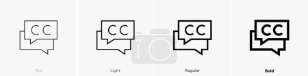 Ilustración de Icono de Creative Commons. Diseño delgado, ligero, regular y audaz, aislado sobre fondo blanco - Imagen libre de derechos
