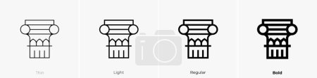 Téléchargez les illustrations : Icône de pilier corinthien. Design mince, léger, régulier et audacieux isolé sur fond blanc - en licence libre de droit