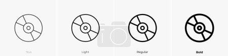 compact disk icon. Thin, Light Regular And Bold style design isolated on white background