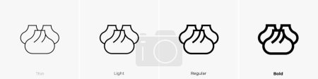 dumpling icon. Thin, Light Regular And Bold style design isolated on white background