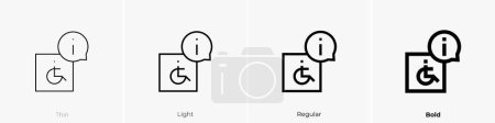 Téléchargez les photos : Icône de handicap. Design mince, léger, régulier et audacieux isolé sur fond blanc - en image libre de droit